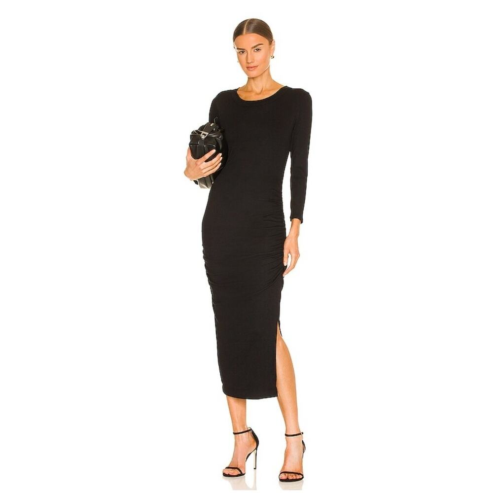 Michael Stars Christina Black Midi Dress Womens Medium